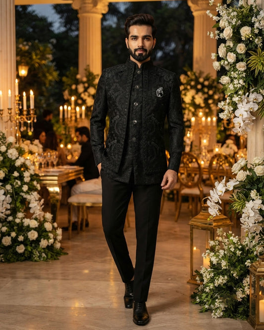 Partywear Embroidery Jodhpuri Suit
