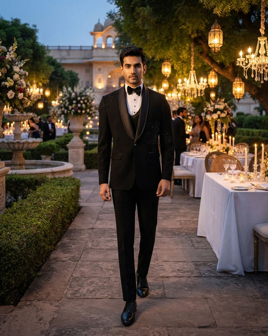 Embroidery Tuxedo 5pcs Suit