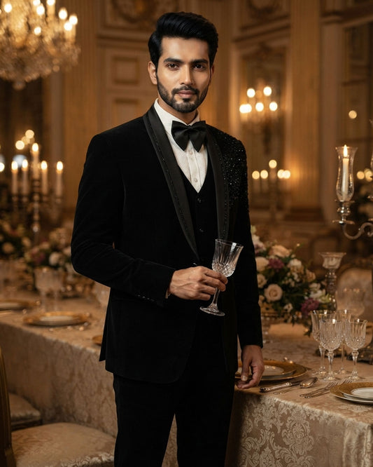 Embroidery Tuxedo 5pcs Suit